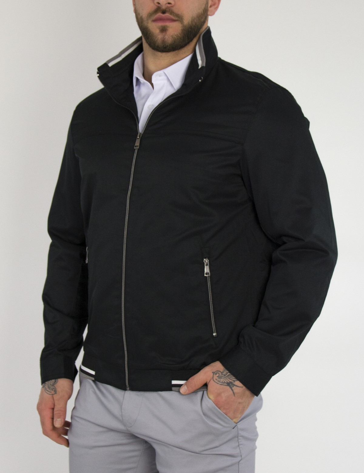 Ανδρικό μαύρο Jacket με γιακά WS10160 φωτογραφία